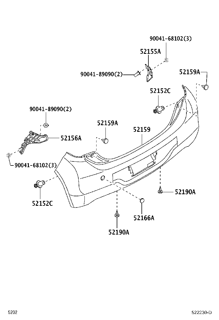 52155-B1060 SUPPORT, REAR BUMPER SIDE, RH product image