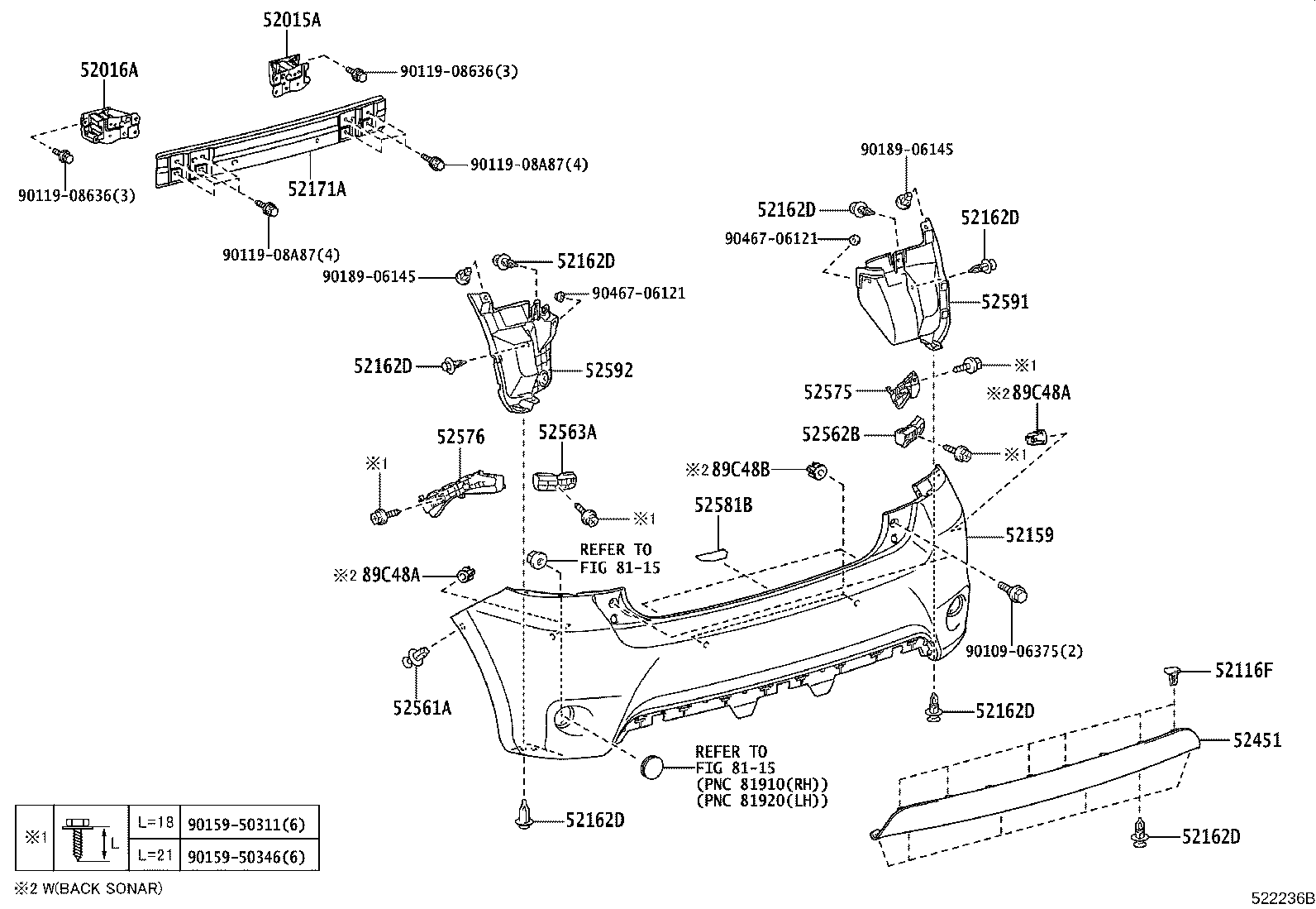 52563-02030 RETAINER, REAR BUMPER, UPPER LH product image