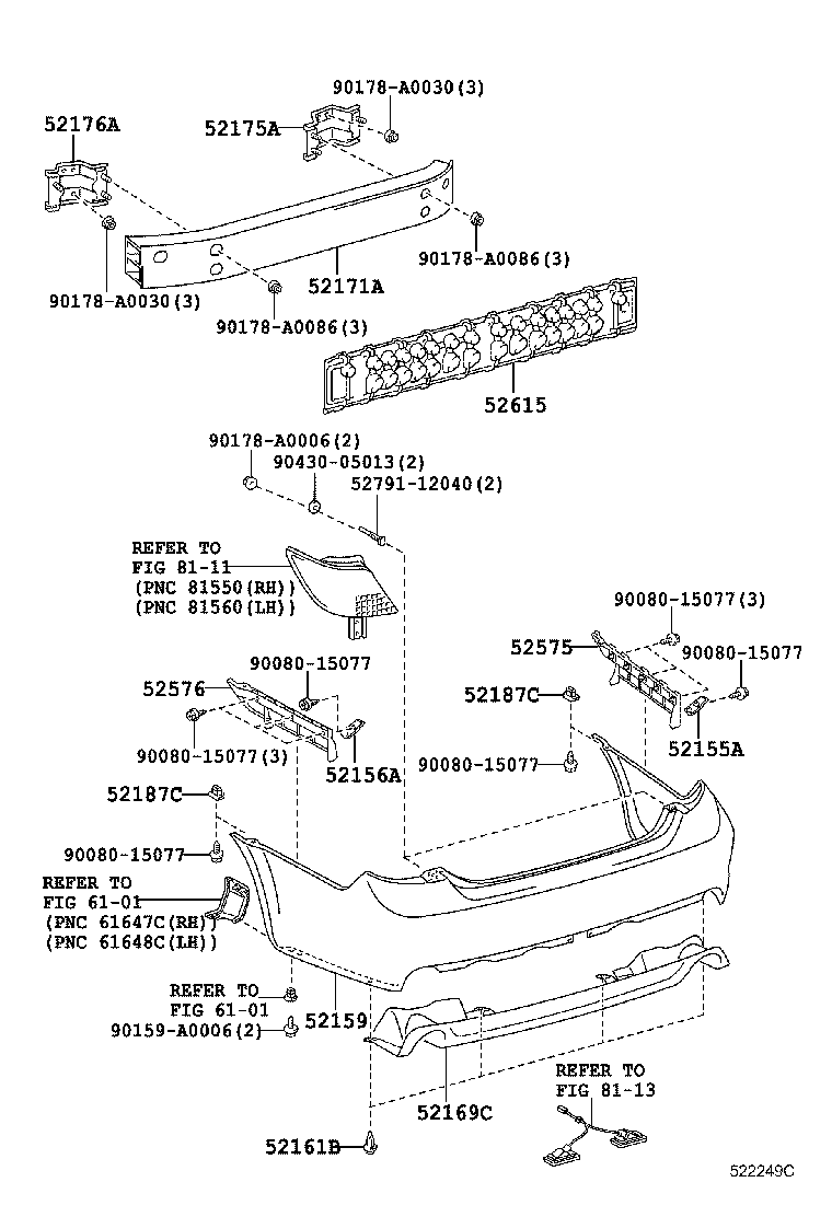 52175-AC030 BRACKET, REAR BUMPER ARM MOUNTING, RH product image