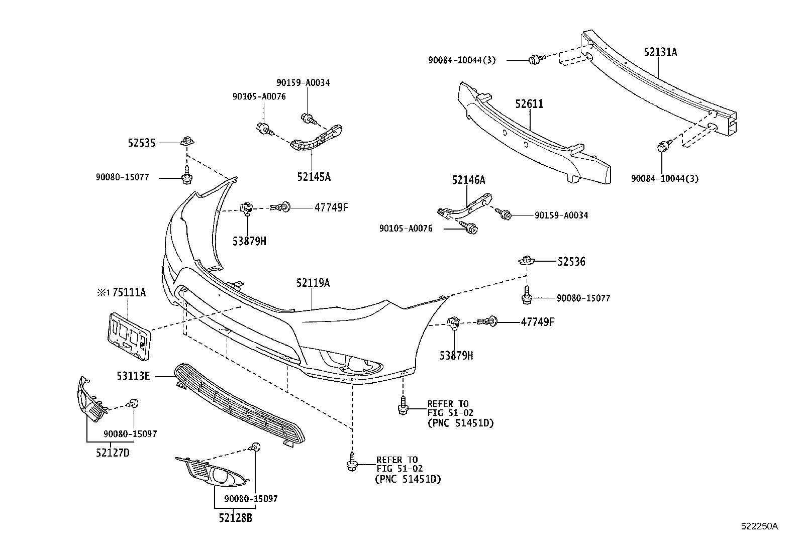 52040-07010 COVER, FRONT BUMPER HOLE, LH product image