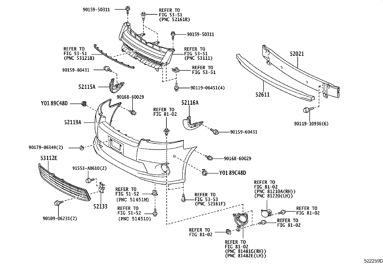52128-28260 COVER, FRONT BUMPER HOLE, LH product image
