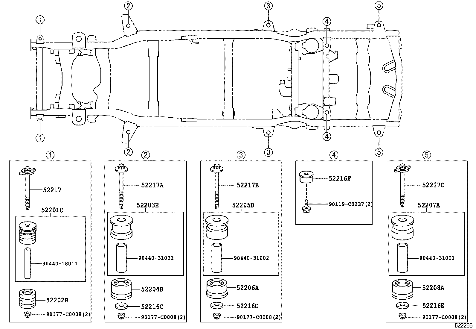 52204-0G010 CUSHION SUB-ASSY, CAB MOUNTING, NO.2 LOWER product image