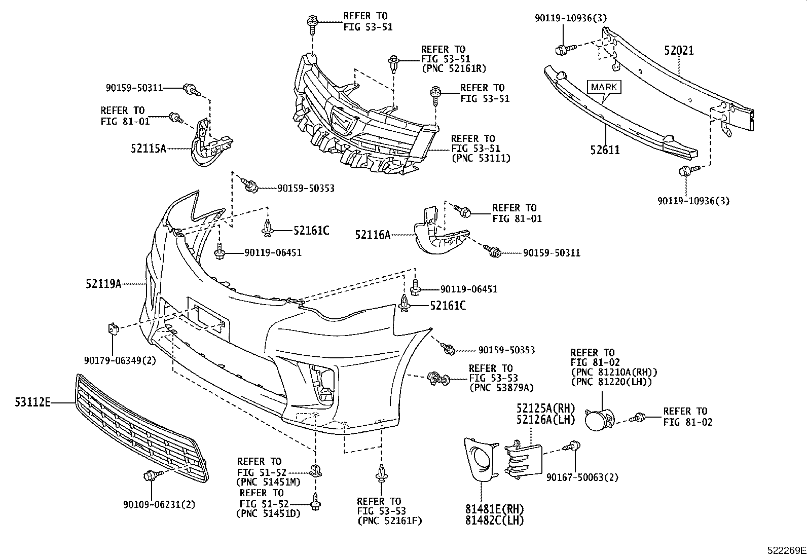 52021-28250 REINFORCEMENT SUB-ASSY, FRONT BUMPER product image