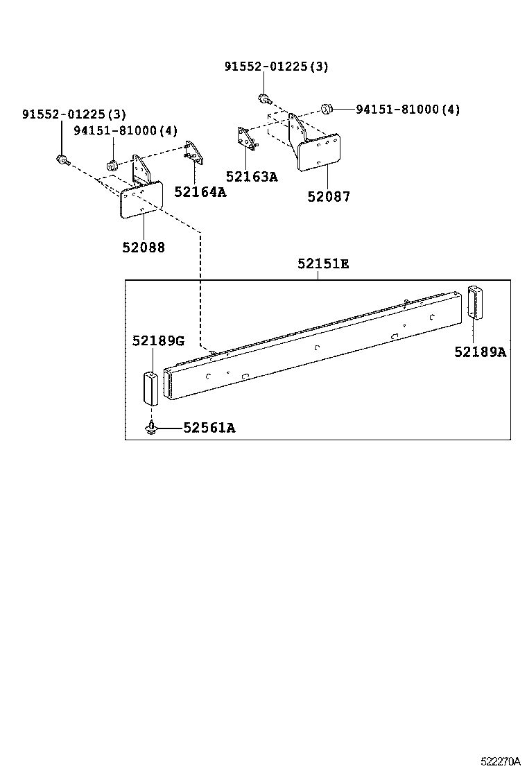 52152-25010 STAY SUB-ASSY, REAR BUMPER SIDE, LH product image