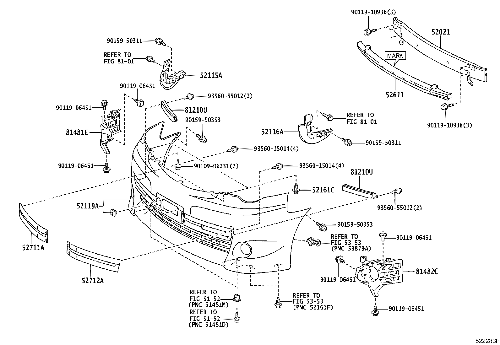 52128-28260 COVER, FRONT BUMPER HOLE, LH product image