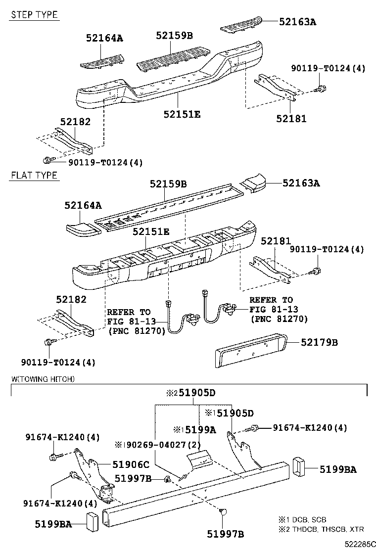 52105-0K060 BAR, REAR BUMPER product image