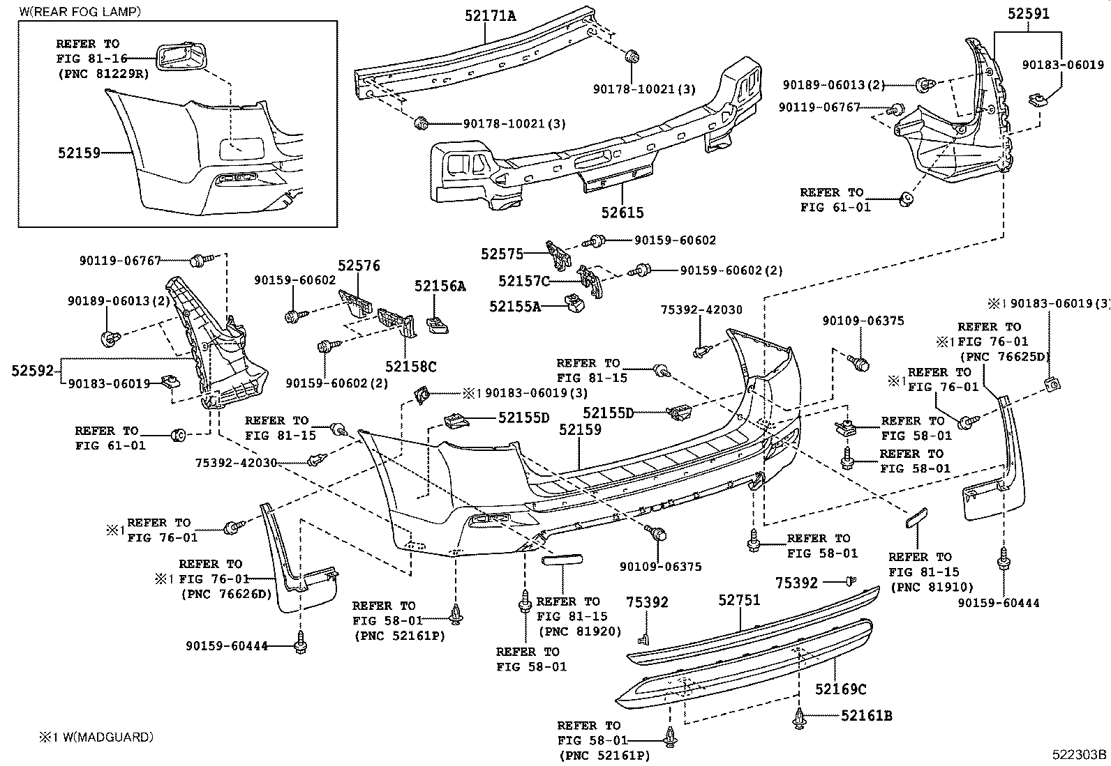 52151-48030 BAR, REAR BUMPER product image