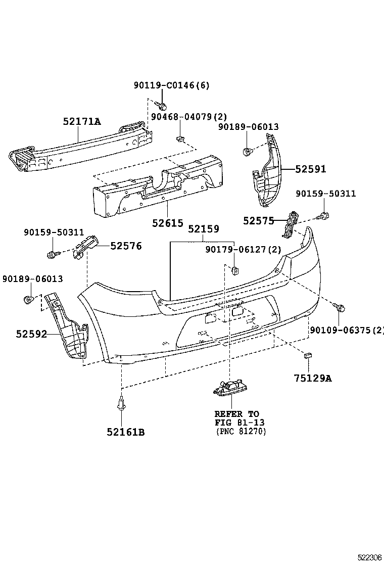 52023-0D050 REINFORCEMENT, REAR BUMPER, NO.1 product image