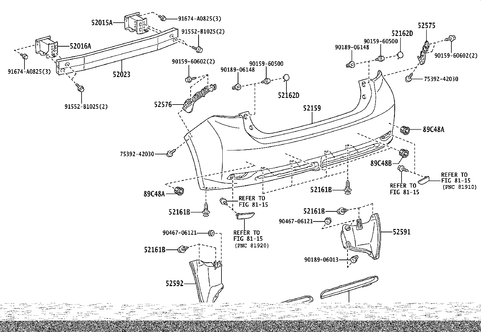 52575-76010 RETAINER, REAR BUMPER SIDE, RH product image