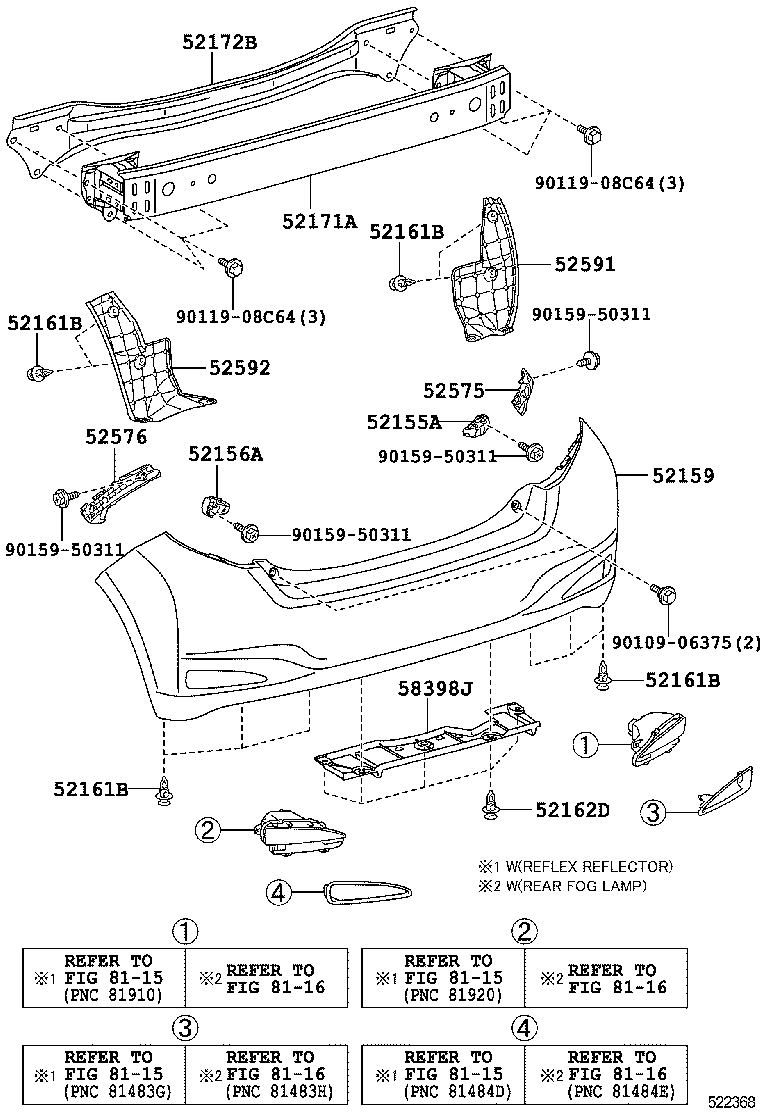 52576-52151 RETAINER, REAR BUMPER SIDE, LH product image