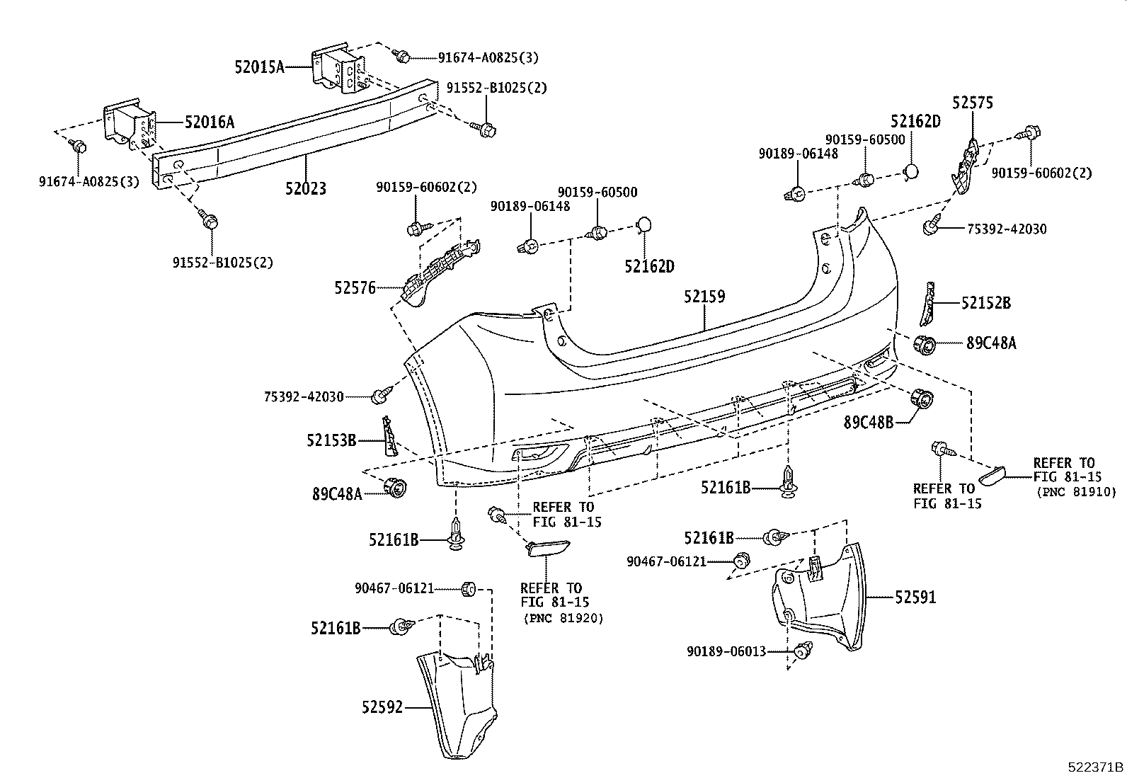 52575-76010 RETAINER, REAR BUMPER SIDE, RH product image