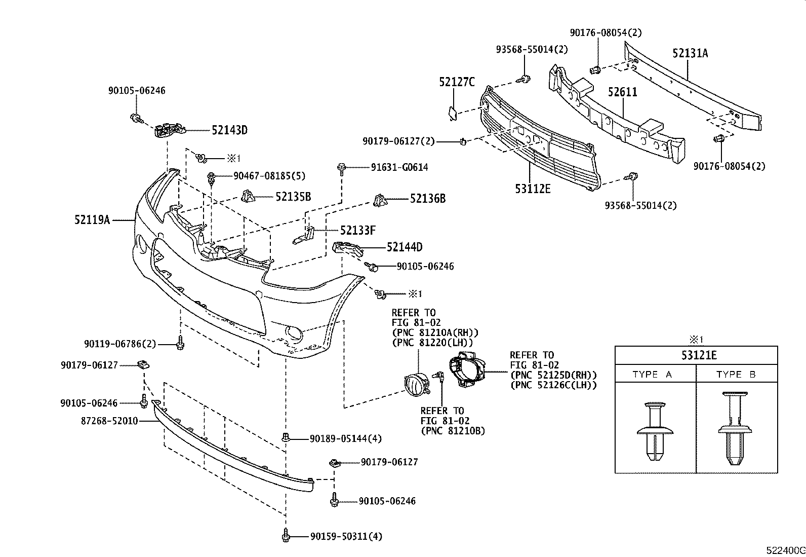 52133-52070 BRACKET, FRONT BUMPER, RH product image
