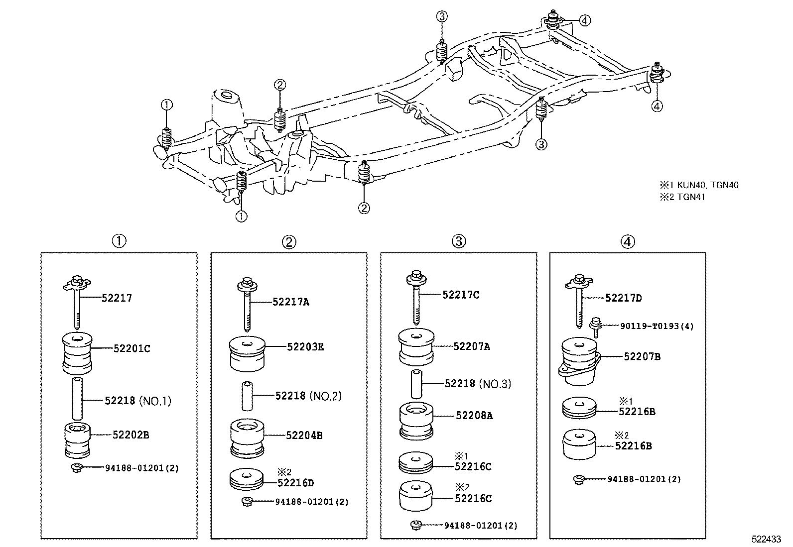 52203-0K140 CUSHION SUB-ASSY, CAB MOUNTING, NO.2 product image