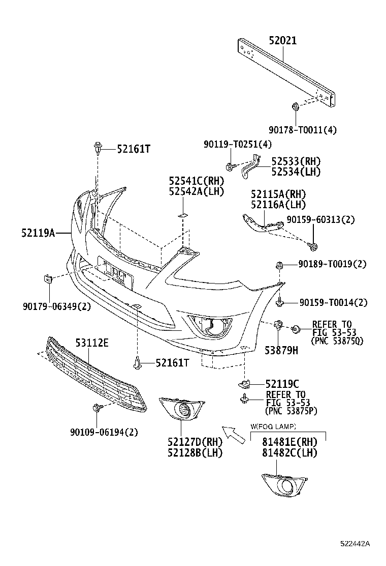 52127-0K060 COVER, FRONT BUMPER HOLE, RH product image