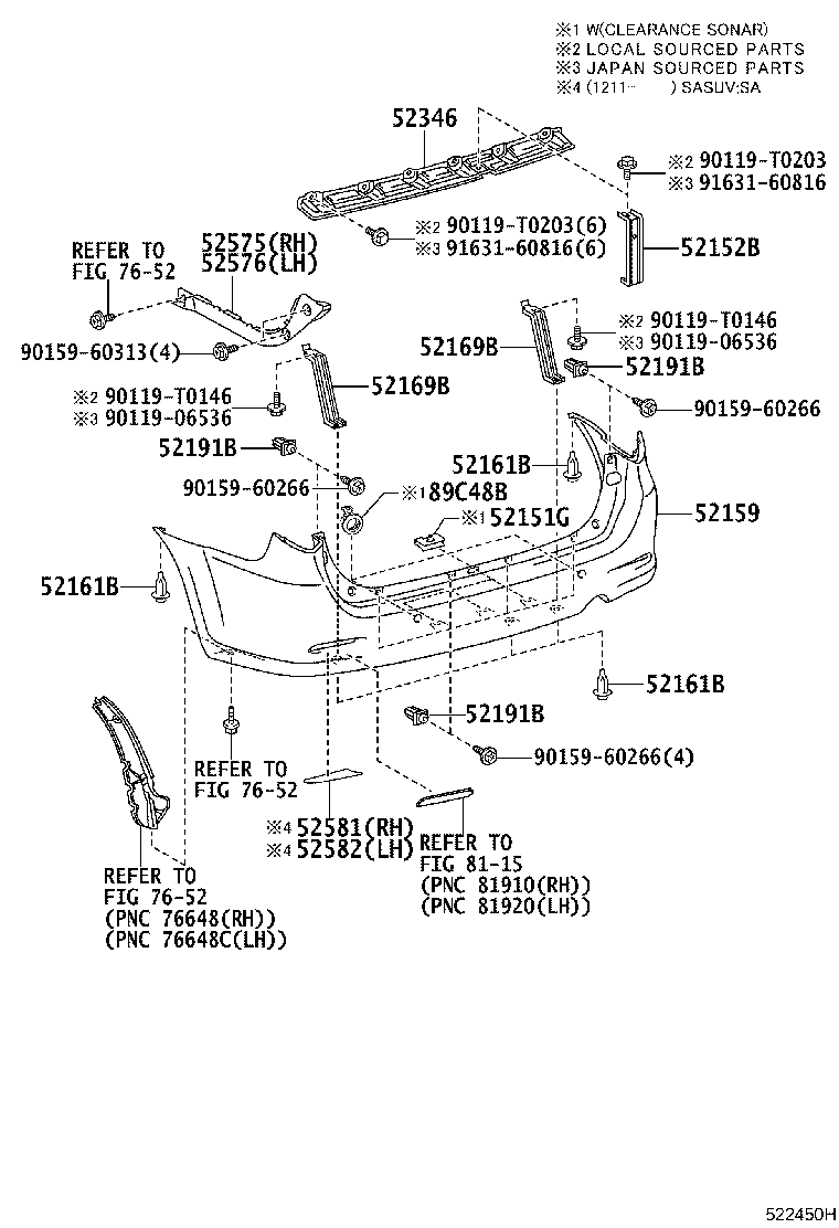 52575-0K030 RETAINER, REAR BUMPER SIDE, RH product image