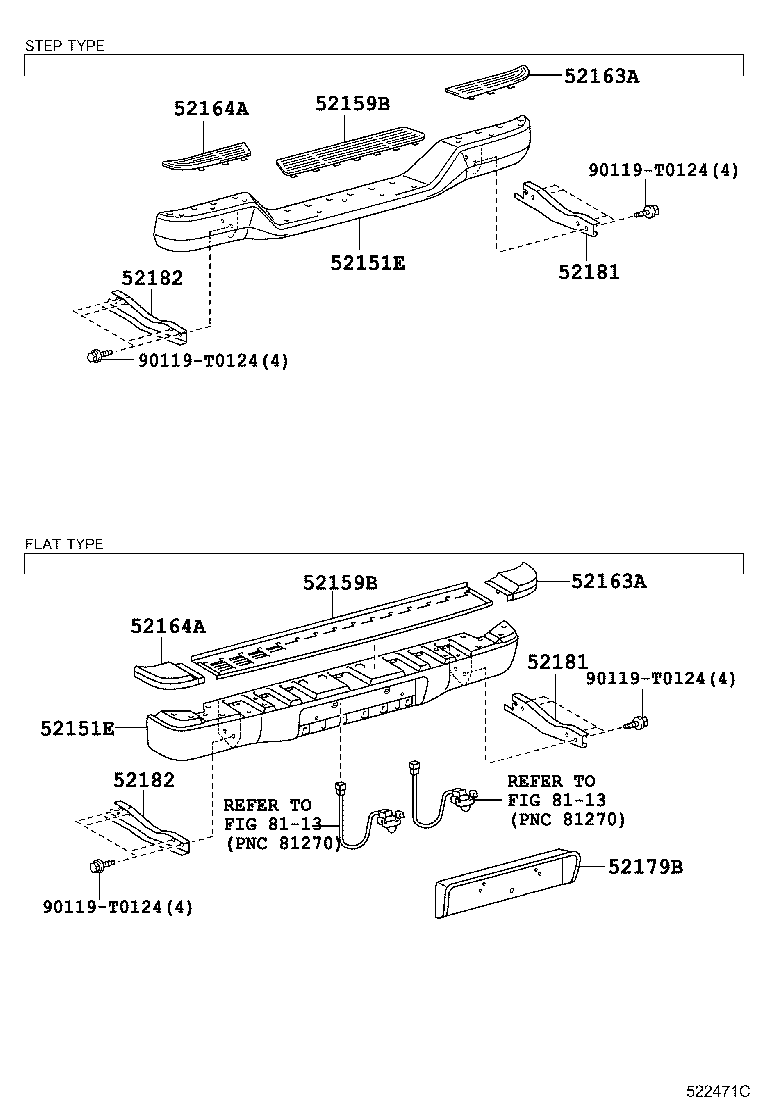 Toyota 52105-0K061 BAR, REAR BUMPER