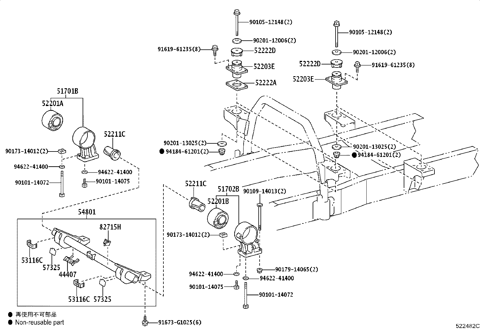 51702-37080 BRACKET SUB-ASSY, CAB FRONT MOUNTING, LH product image