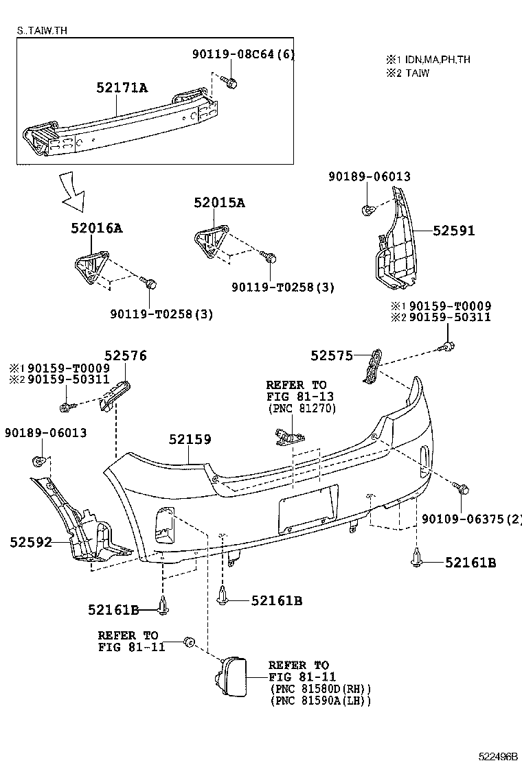 52023-0D020 REINFORCEMENT, REAR BUMPER, NO.1 product image