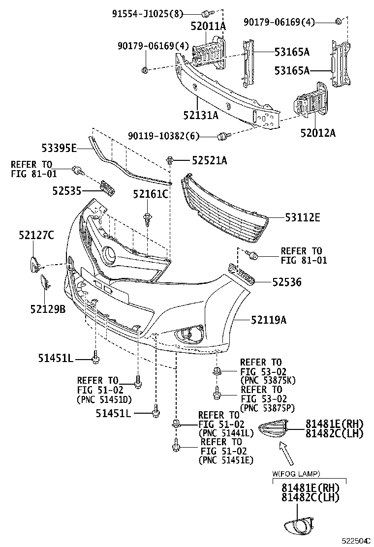 Toyota 52536-52080 RETAINER, FRONT BUMPER SIDE, LH
