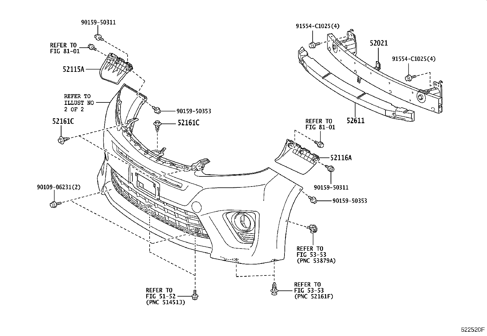 52021-58020 REINFORCEMENT SUB-ASSY, FRONT BUMPER product image