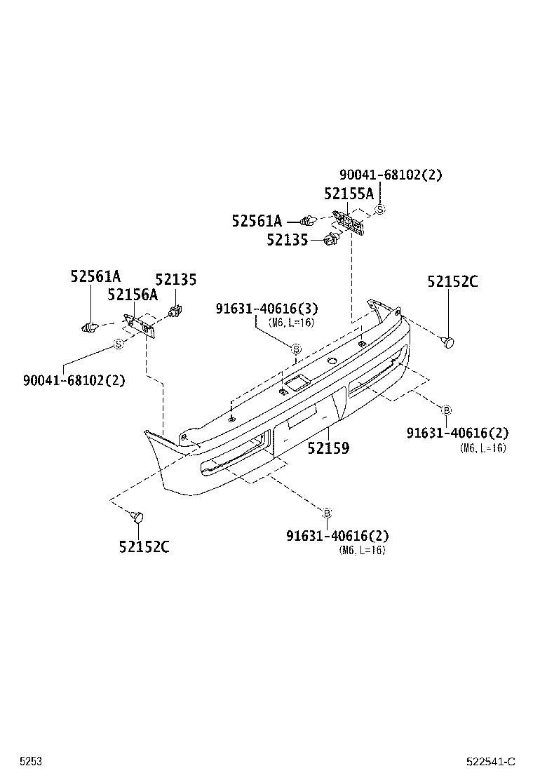 52155-B5010 SUPPORT, REAR BUMPER SIDE, RH product image