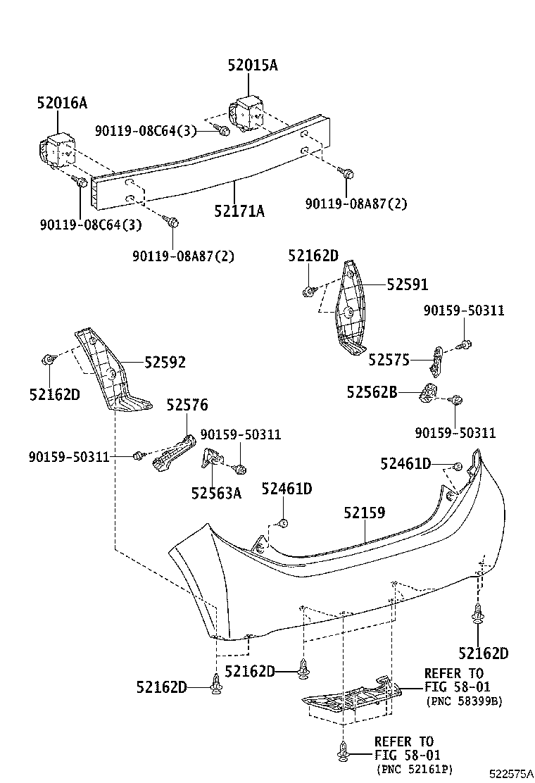 52171-52190 REINFORCEMENT, REAR BUMPER, NO.1 product image