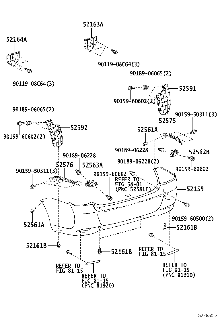 52575-12200 RETAINER, REAR BUMPER SIDE, RH product image