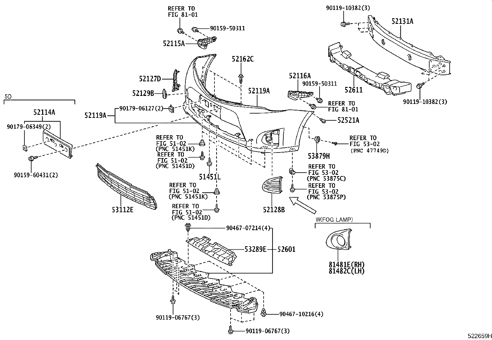 52128-12280 COVER, FRONT BUMPER HOLE, LH product image