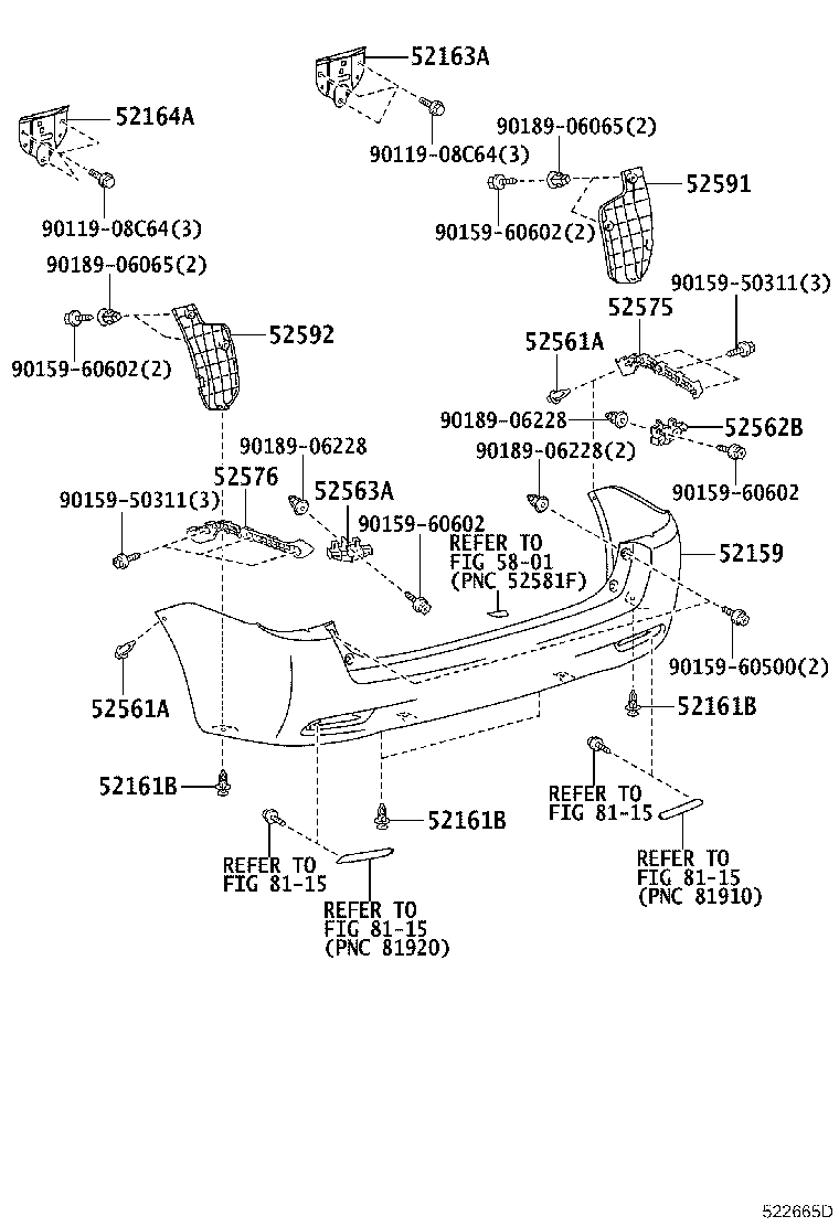 52575-12200 RETAINER, REAR BUMPER SIDE, RH product image
