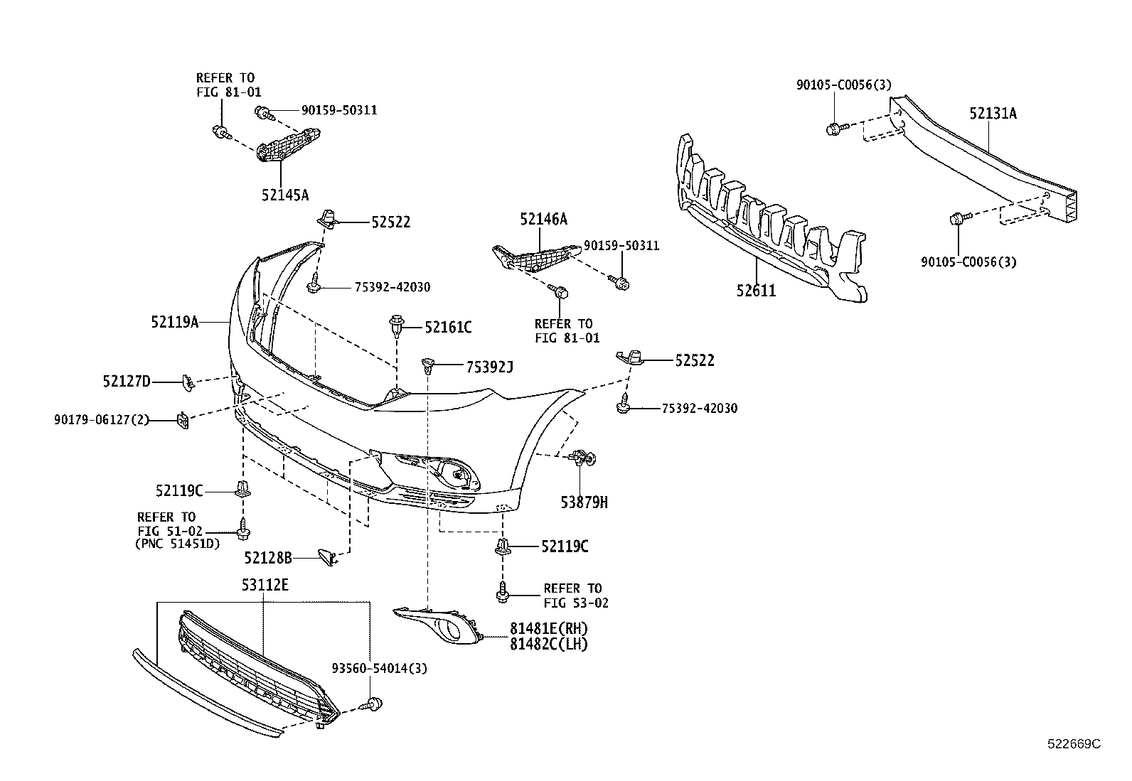 52128-0E915 COVER, FRONT BUMPER HOLE, LH product image