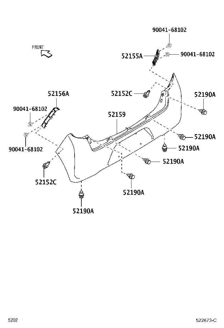 52155-B2270 SUPPORT, REAR BUMPER SIDE, RH product image