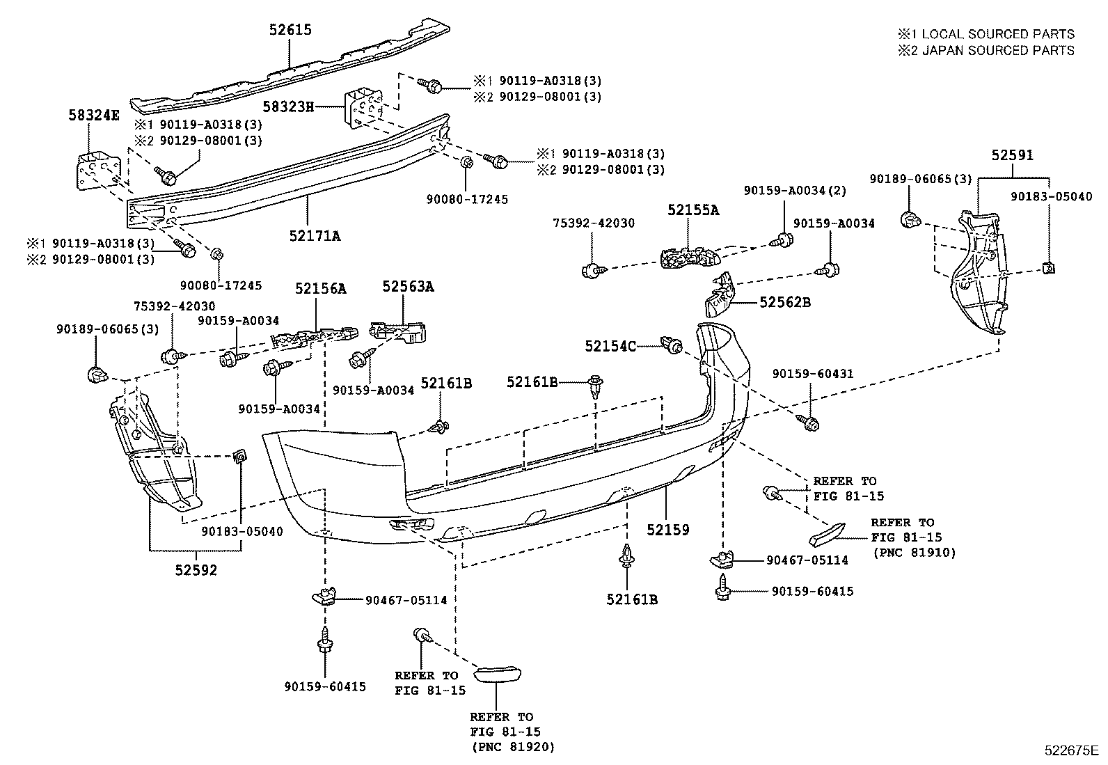 52154-0R010 SUPPORT, REAR BUMPER, NO.1 product image