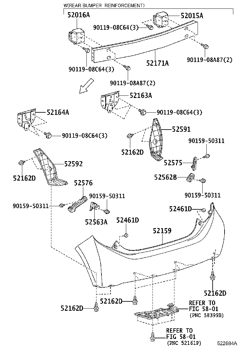 52405-52030 GUARD SUB-ASSY, REAR BUMPER product image