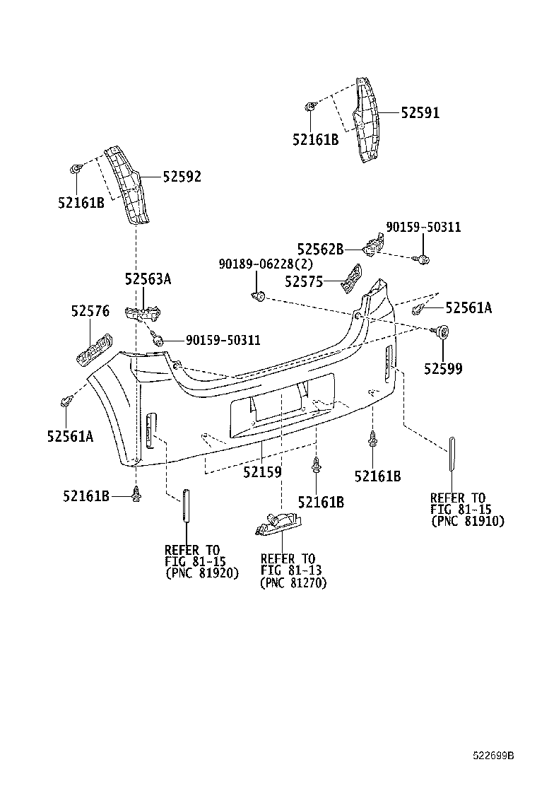 52575-52190 RETAINER, REAR BUMPER SIDE, RH product image