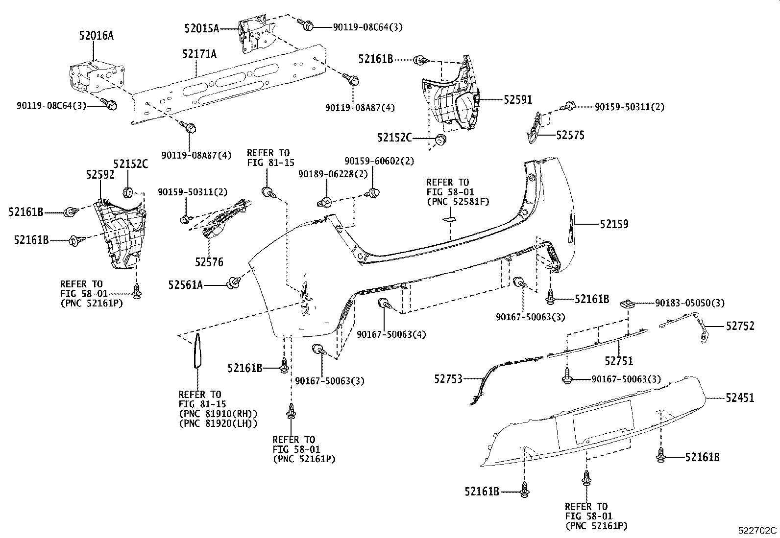 52159-12950 COVER, REAR BUMPER product image