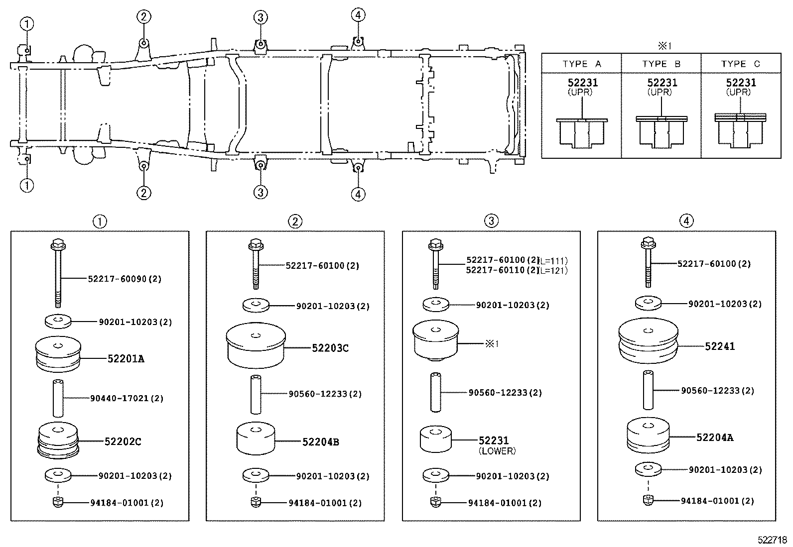 52206-60060 CUSHION, BODY MOUNT, NO.3 UPPER product image