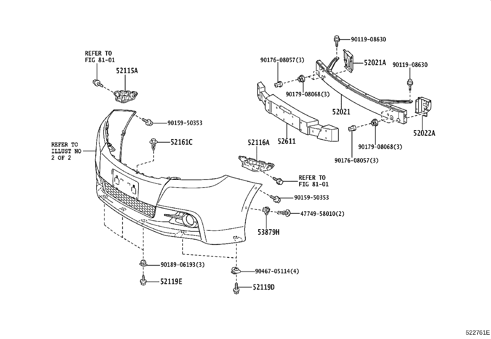 52021-68040 REINFORCEMENT SUB-ASSY, FRONT BUMPER product image