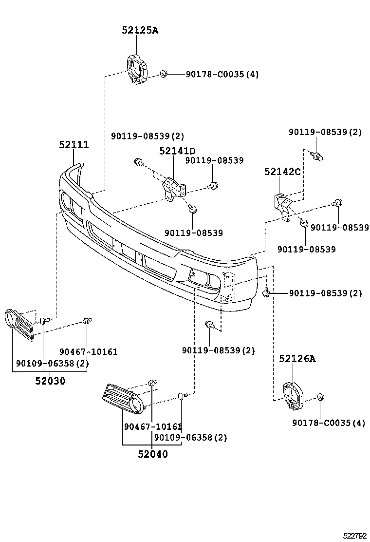52040-0S010 COVER ASSY, FRONT BUMPER HOLE, LH product image