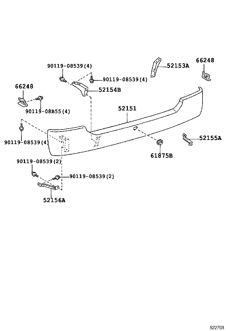 52105-0S900 BUMPER ASSY, REAR product image