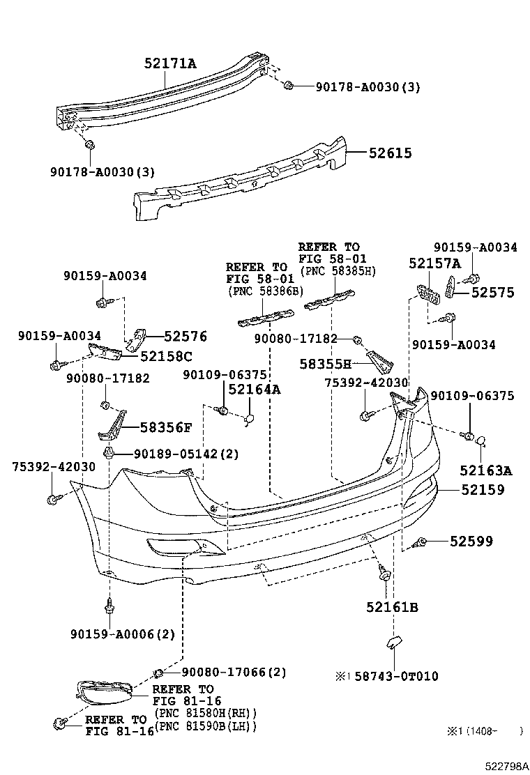 52171-0T030 REINFORCEMENT, REAR BUMPER, NO.1 product image