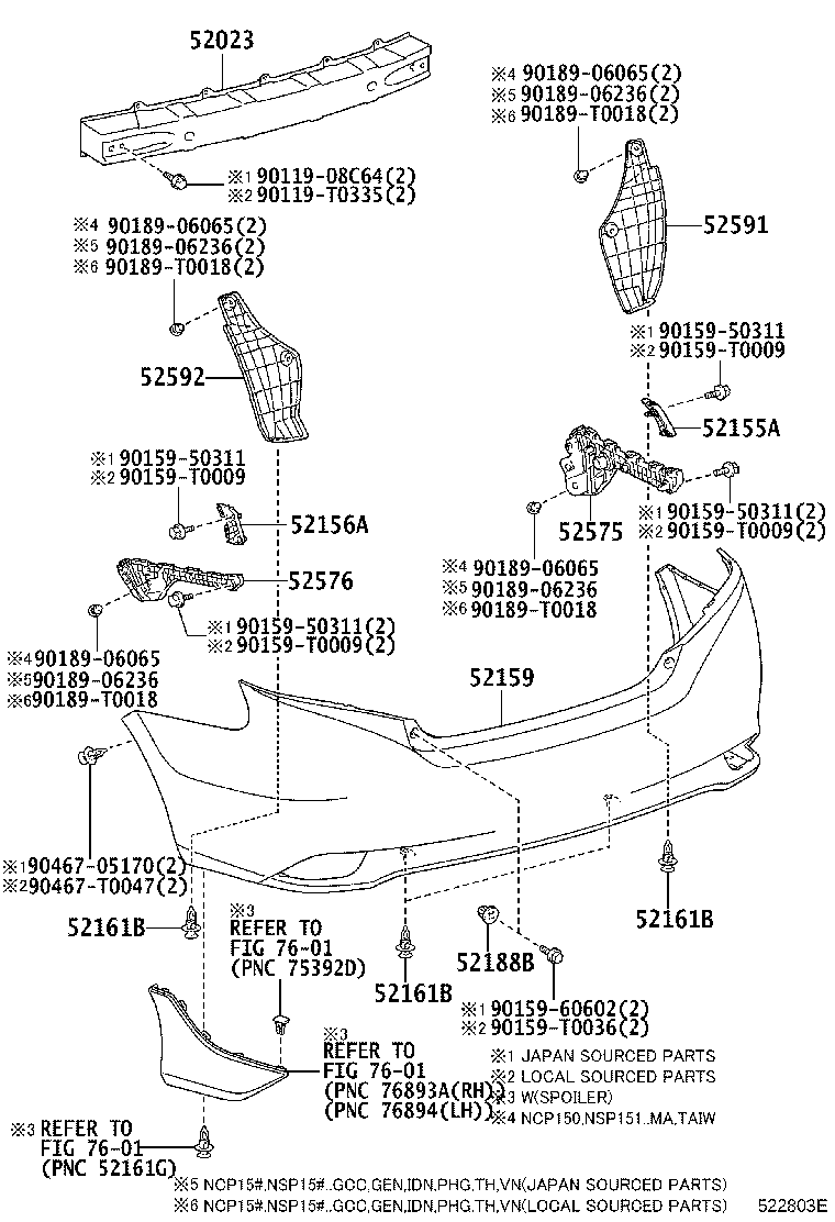 Toyota 52169-YP020 COVER, REAR BUMPER, LOWER