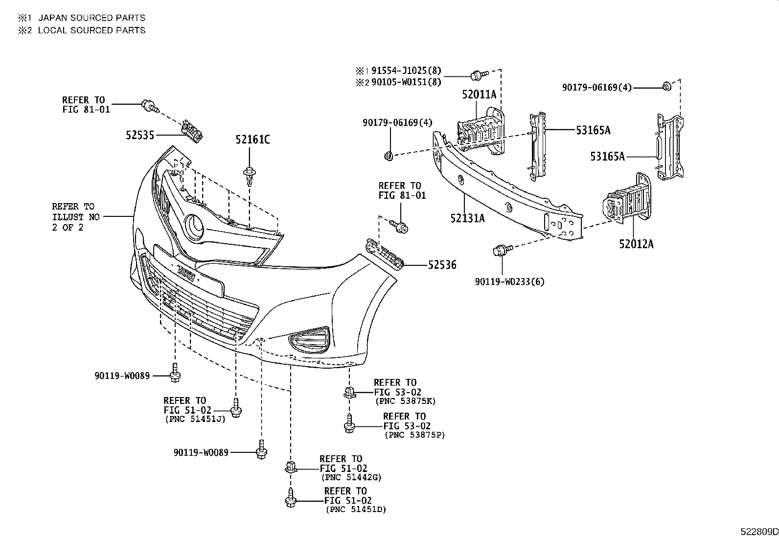 Toyota 52535-0D090 RETAINER, FRONT BUMPER SIDE, RH