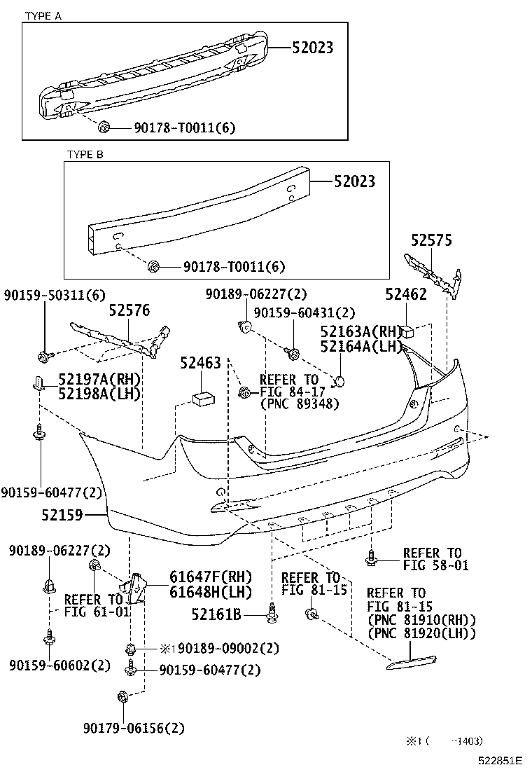 52576-06100 RETAINER, REAR BUMPER SIDE, LH product image