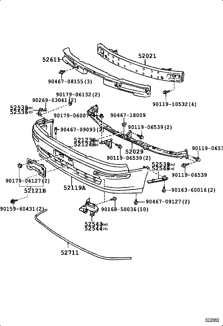 52021-30120 REINFORCEMENT SUB-ASSY, FRONT BUMPER product image