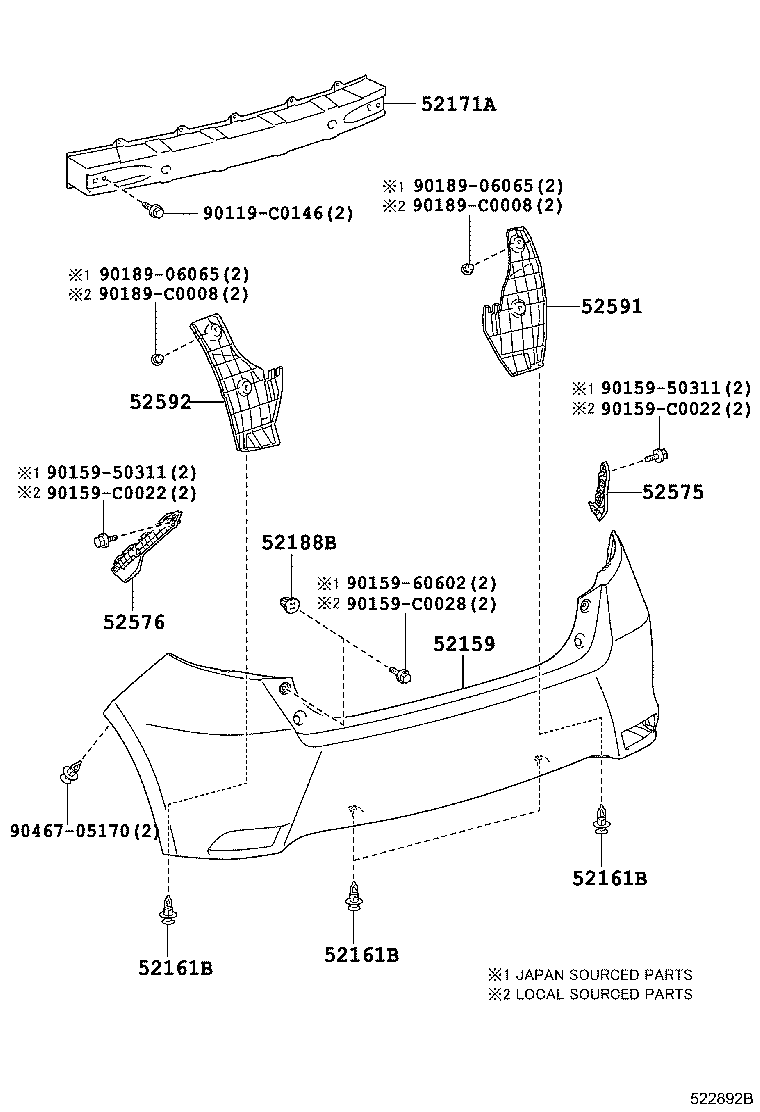 52161-02040 PIECE, REAR BUMPER product image