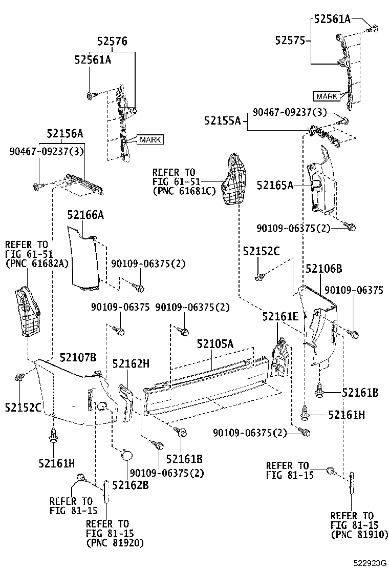 52162-28100 EXTENSION, REAR BUMPER SIDE, LH product image