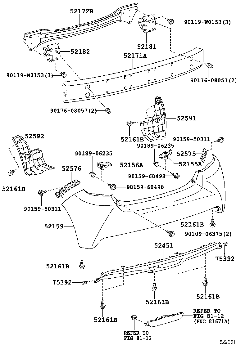 52159-0U911 COVER, REAR BUMPER product image