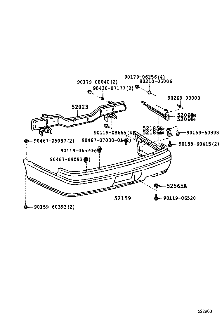 52068-32050 SUPPORT SUB-ASSY, REAR BUMPER SIDE, LH product image