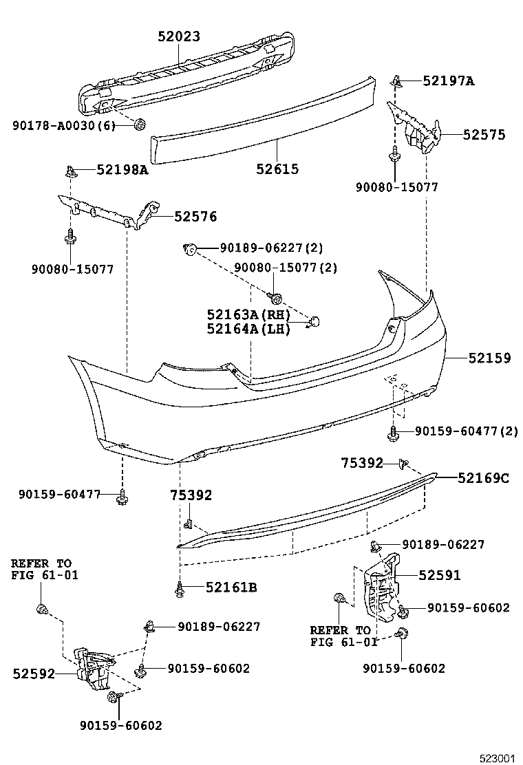 52159-06989 COVER, REAR BUMPER product image