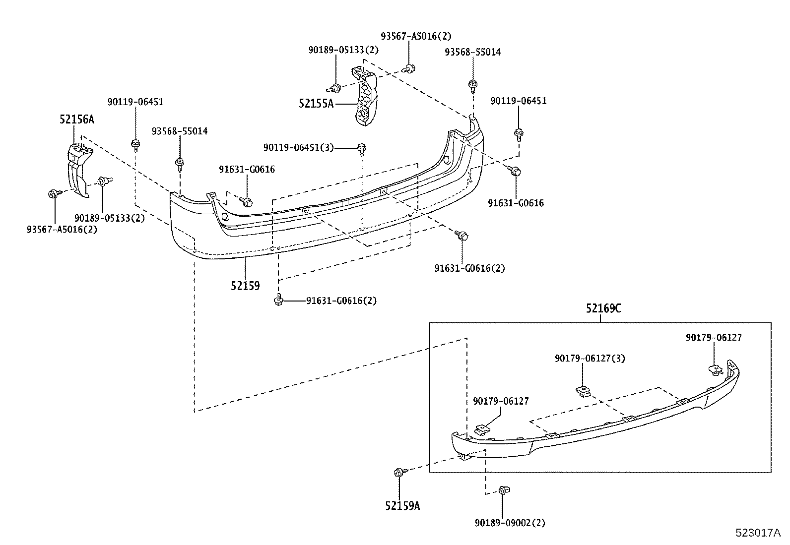 90159-60615 BOLT(FOR REAR BUMPER COVER) product image